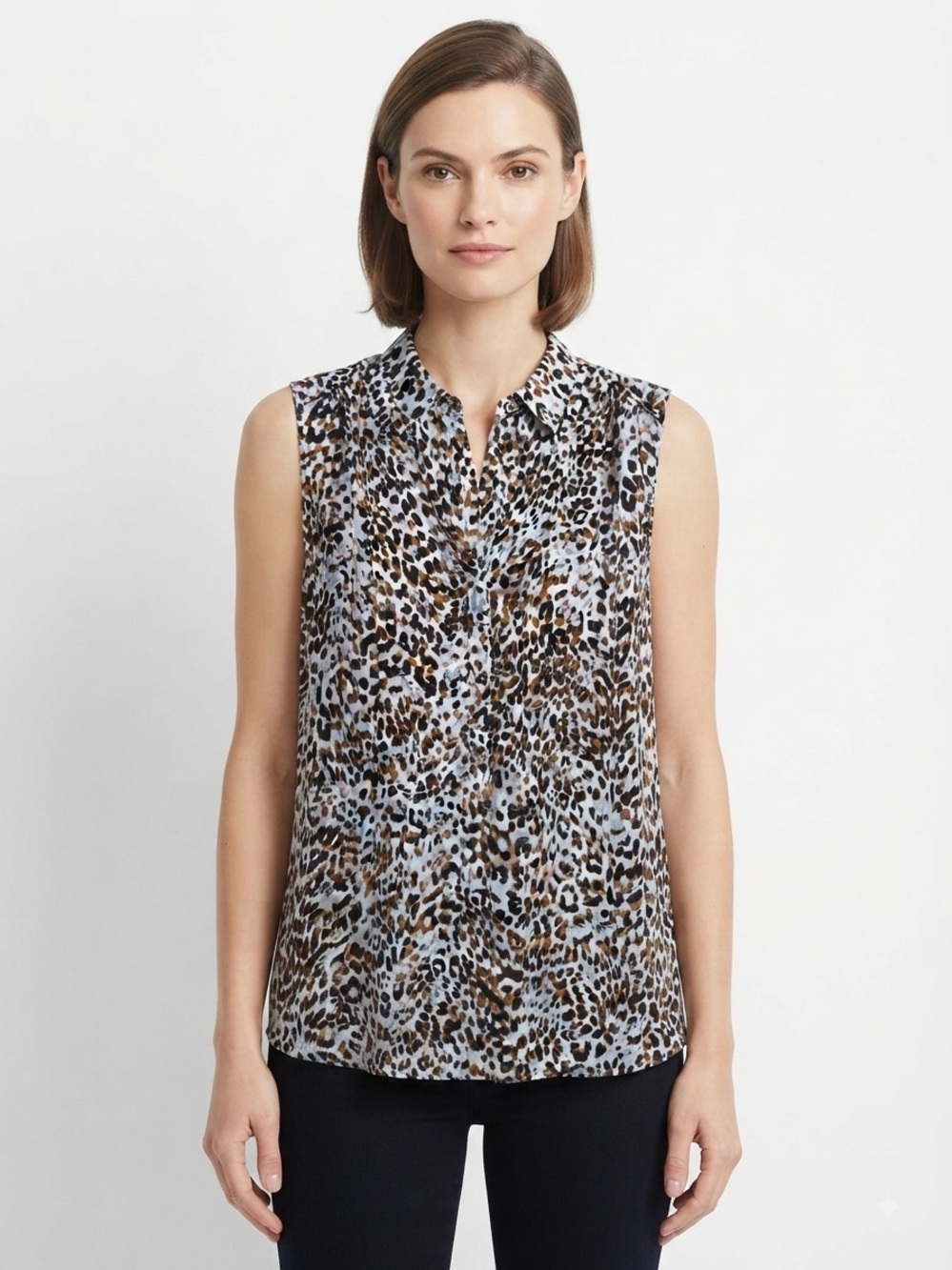 NYDJ Sleeveless Leopard Print Blouse - Size S